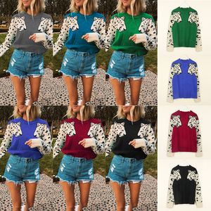 Autunno Inverno Maglione Stampato Leopardo Donna Manica Lunga O Collo Pullover Lavorato A Maglia Casual Feamle Panno Streetwear