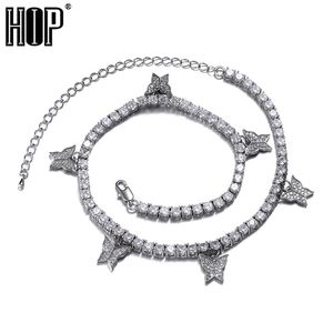 Cute Animal Butterfly Pendant Necklace Tennis Chain Iced Out Shining Statement Crystal Clavicle Necklaces Hip Hop Women Jewelry X0509