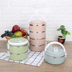 Eco-friendly Stainless Steel Sealed Lunch Box Portable Bento Heat Insulation Dinner Pail Food Containers Kitchen Dinnerware 210709