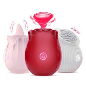 NXY Vibratoren Adorime Blumenform Zunge Klitoris Saugen Frauen Muschi Klitoris Sauger Rosa Rot Vibrierendes Sexspielzeug Rose 0107