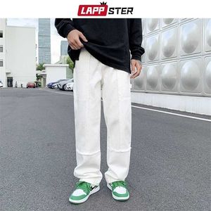 Lappster homens retalhos folcha de calça jeans casual calças homens y2k japonês streetwear denim calças masculinos vintage kpop moda jeans 211206