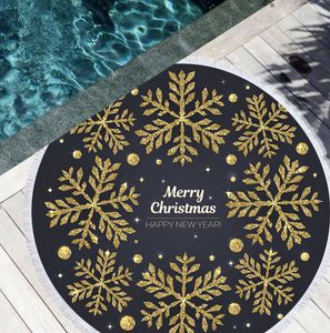 The latest 150CM round printed beach towel, Hello Christmas style, microfiber, tassels, soft touch, support custom LOGO
