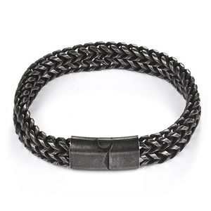 Unique Tennis Men's Bracelet Double Chain Bangles Retro Magnetic Clasps Wristband Male Jewelry Hand Accessories Christmas Gifts