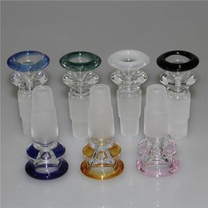 Tigelas de fumantes de vidro colorido 14 mm 18mm macho com alça belo slide dabber bong tigela