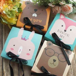 Boîtes De Renard achat en gros de 17 cm FOX ROFBIT Bear Bear Set Candy Cookie Paper Box Boîte Anniversaire Baby Douche DIY FAIT PACKAGAGANT H1231