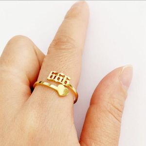 111-999 ajustável anel de dedo minimalista jóias de aço inoxidável chapeamento de ouro afortunado anjo número anéis