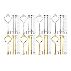 Backen-Gebäck-Werkzeuge, 8 Sets, 3 Etagen, Kronen-Kuchenteller, Ständer, Beschläge, Hardware-Halter, Küchenhelfer für Hochzeit und Party – SilverGolde