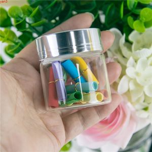 Bottiglie di vetro carine da 50 ml Tappo a vite in argento artigianale trasparente per barattoli regalo di caramelle di sabbia Decorare 24 pezzi Spedizione gratuita alta quantità