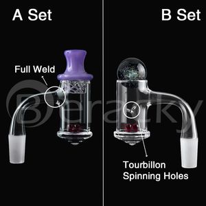 Two Styles Full Weld Smoking Beveled Edge Faceted 25mmOD Quartz Banger With Spinning Carb Cap Glass Marbes Seamless Diamond Bottom Nails For Bongs Dab Rigs