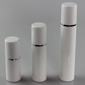 15ml 30ml 50ml PP Plastic Airless Bottles White Airless Vacuum Pump Lotion Bottle with Silver Line