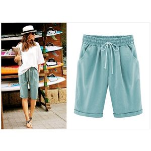 Szorty Damskie Letnie Dorywczo Sznurek Elastyczne Krótkie spodnie Bermuda Dla Kobiet Plus Size Odzież 210719
