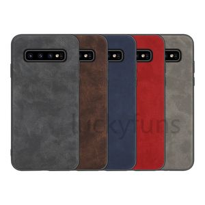 PU Retro lädermönster Telefonväskor Förhindra att man faller för Samsung Galaxy S10 S10E S20 S21 FE 5G PLUS SOFT TUP HARD PC CASE COVER