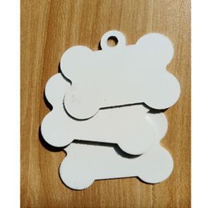 DHL300pcs Sublimation DIY Blank White Metal Bone Pet Dog tag ID Card