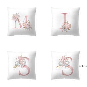 Pink Letter Decorative Cushion Cover Wedding Party Decoration Pillow Cover Peach Skin Sofa Pillowcase RRA10548