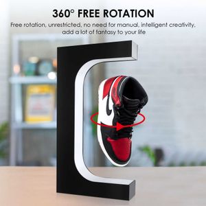 Magnetisk levitation LED flytande sko 360 graders rotation Display Stand Sneaker Stand House Home Shop Shoe Display Hold Stand 211026
