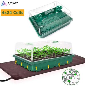 24 Cells Seedling Starter Tray Strength Seed Germination Plant Flower Pots Nursery Grow Box Propagation For Garden 210615