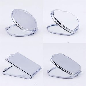 DIY Makeup Mirrors Iron 2 Face Sublimation Blank Plated Aluminum Sheet Girl Gift Cosmetic Compact Mirror Portable Decoration RH7329