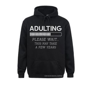 Men's Hoodies & Sweatshirts Adulting Please Wait Hoodie 18th Birthday 18 Year Old Pullover Prevalent Geek Long Sleeve Men Normal Clothes