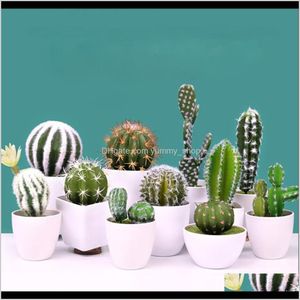 Dekoratif Çiçekler Çelenkler Şenlikli Parti Malzemeleri Bırak Teslimat 2021 22 Stilleri Yapay Succulents Bitki Minyatür Sahte Kaktüs DIY Evi F