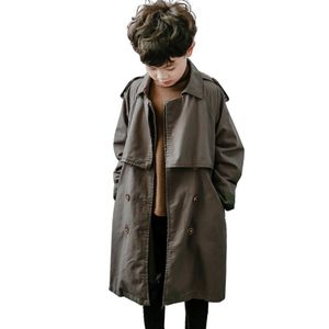 Jackets Boys Long Jacket Windbreaker Solid Color Coat Boy Spring Autumn Kids Casual Style Children's Clothing 6 8 10 12 14