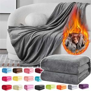 Soft Warm Coral Fleece Flannel Blanket for Beds Faux Fur Mink Throw Solid Color Sofa Cover Bedspread Winter Plaids 211122
