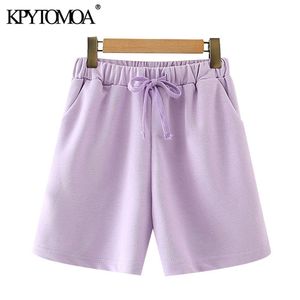 Women Chic Fashion With Drawstring Straight Shorts High Elastic Waist Pockets Female Short Pants Mujer 210420