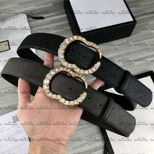 Durable Diamante Buckle Belts Hipster Men and Women Leather Belts with Box Smooth Buckle Dress Up High-grade Belts