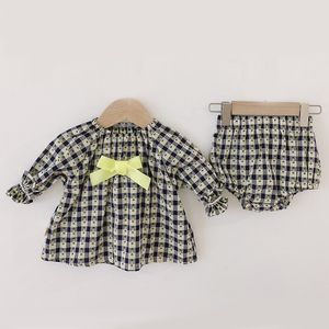 Recém-nascido bebê menina conjunto xadrez princesa meninas manga longa blusa tops e shorts 2 pcs bebê meninas roupas roupas set 210413