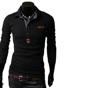 Wholesale Men's T-Shirts Fashion Men Spring New Model Men's Long-Sleeved Leather Stitching Casual