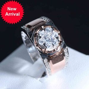 Wholesale two tone men ring for sale - Group buy UILZ Luxury Two tone Flowers Cubic Zircon Rings for Men Wedding Ceremony Ring Dazzling Male Accessories Jewelry Hot CRL1832