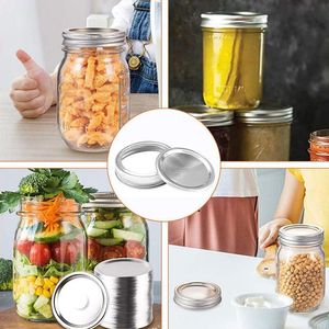 Tole Mason Jar LIDS Reutilizável 70 / 86mm Boca-larga Regular Selo à prova de vazamento de vazamento de prata Capa de cozinha