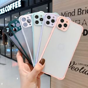 New design Cell Phone Cases Wholesales 2 In 1 Transparent Hard Matte PC TPU Frame Anti Shock Back Cover case For iphone X XR XSMAX 11 12 series