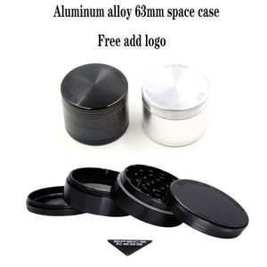 Space Case Grinders 63mm Herb Grinder 4 Piece Tobacco Cursher With Triangle Scraper Aluminium Alloy vs zinc Alloy sharpstone grinder free add logo