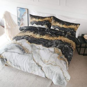 Bettwäsche Sets Luxus Set Nordic Stil Bettbezug Black White Gold Marmor Muster Bettdecke Stück Bett mit Kissenbezug