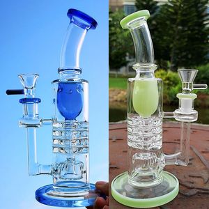 Najnowsza odwrócona prysznica nargile szklane Bong Torus Bongs Barrel Perc Rura wodna Ratchet Perc Grube DAB Oil platformy z 14mm Kobiecej Joint Bowl YQ02