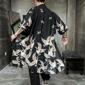 Плюс Размер 5XL Юката Haori Мужчины Японские Длинные Кымоно Кардиган Самурай Костюм Костюм Ночной Одежда Куртка Матье Этнические