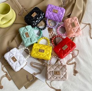 Moda inci çocuk zincir çanta omuz çantası pvc jöle çanta satchel çanta çocuk kılıf