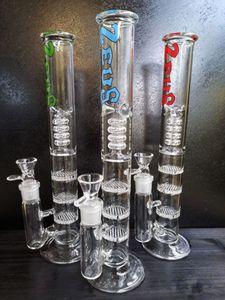 Bunte gerade Röhre Glasbong Dreischichtkamm Perc Shisha Perkolator Wasserpfeifen Eisfänger Heady Oil Dab Rig Tonado Bongs dhzhaoshop