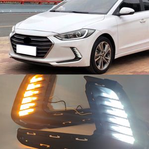 1Pair Auto Lighting Led DRL Fog Lights Cover Daytime Running Light turn signal Foglamp For Hyundai Elantra 2016 2017 2018