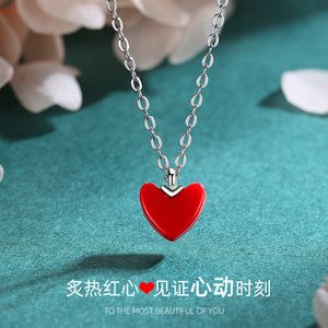 Wholesale heart necklace set with rose resale online - Jewelry Highly Quality Women Party Wedding Lovers Giftpure Silver Clavicle Chain S925 Red Love Small Heart Necklace Female Rose Gold Set Temperament Girl