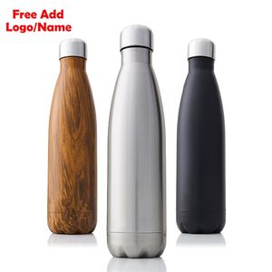 Nome personalizzato gratuito Thermos termico in acciaio inossidabile con thermos a doppia parete isolato per bottiglie d'acqua sportive Thermos portatili 210809