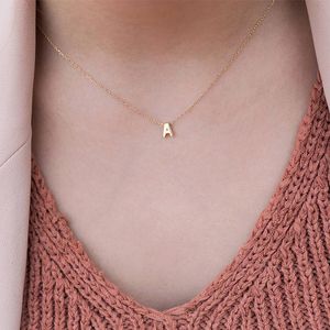 Pingente Colares Moda Design Simples Colar Inicial Ouro Prata Cor Carta Nome Gargantilha Para Mulheres Anniversary Jóias Presente