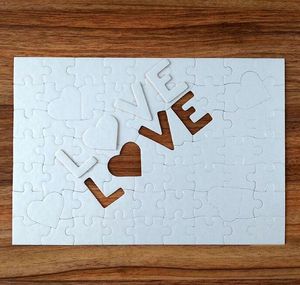 A4 Blank Sublimation Jigsaw Party Favor 72 Pieces LOVE Pearlescent Paper Picture Puzzle Toy Birthday Valentine's Day Gift 20cm*29cm