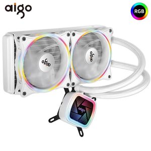 Radiador Para Enfriador De Agua al por mayor-AIGO AIO RGB CPU refrigerador líquido de alto rendimiento TDP W Radiador de enfriamiento de agua mm mm Fan para LGA AM3 AM4 Fans Cooli