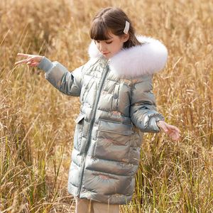 Fashion New Girl's Down Jacket Mid-length Thick Winter Children Coat Outerwear Teenage Outfit Kids Girls Warm Parka Jacket TZ682 H0910