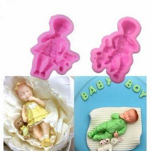 3D Boy Girl Baby Doll Bear Silicone Cake Mold Baby Party Fondant Cake Decorating Tools Cupcake Chocolate Baking Moulds