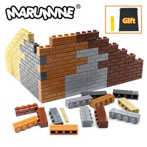 Marumine City Part x4 Dots Bricks Huizen Wandbouwstenen Compatibel Learning Classic DIY MOC Educatief speelgoed Set Q0624