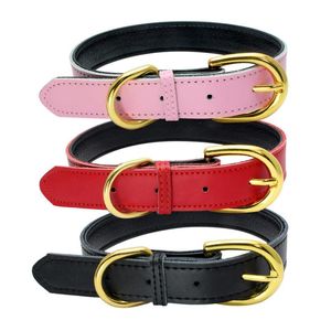 Gold Pin Buckle Dog Collar Adjustable Fashion Leathers Collars Neck Dogs Supplies accessories Wholesale