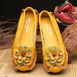 ドレスシューズSapatos Femininos de CouroLegítimo、CalçadosBaixos Para Mulheres、Loafers、Primavera QBC2