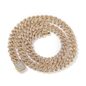 Hip Hop 10mm Cuban Chains Iced Out Zircon Bar Cuban Necklace Gold Silver Plated Men's Necklaces